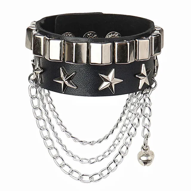 DIEZI Punk PU Leather Goth Wrap Bracelets