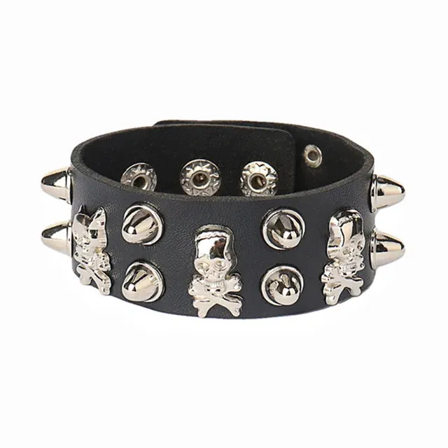 DIEZI Punk PU Leather Goth Wrap Bracelets