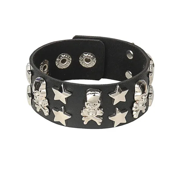DIEZI Punk PU Leather Goth Wrap Bracelets