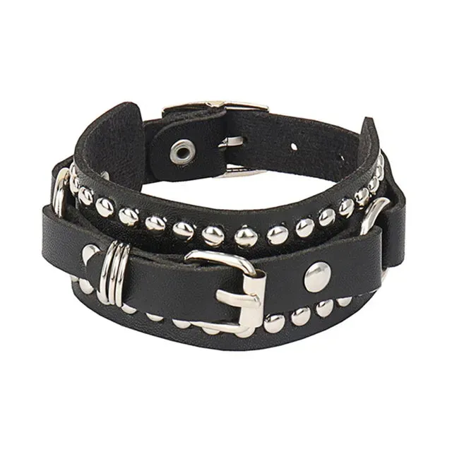 DIEZI Punk PU Leather Goth Wrap Bracelets