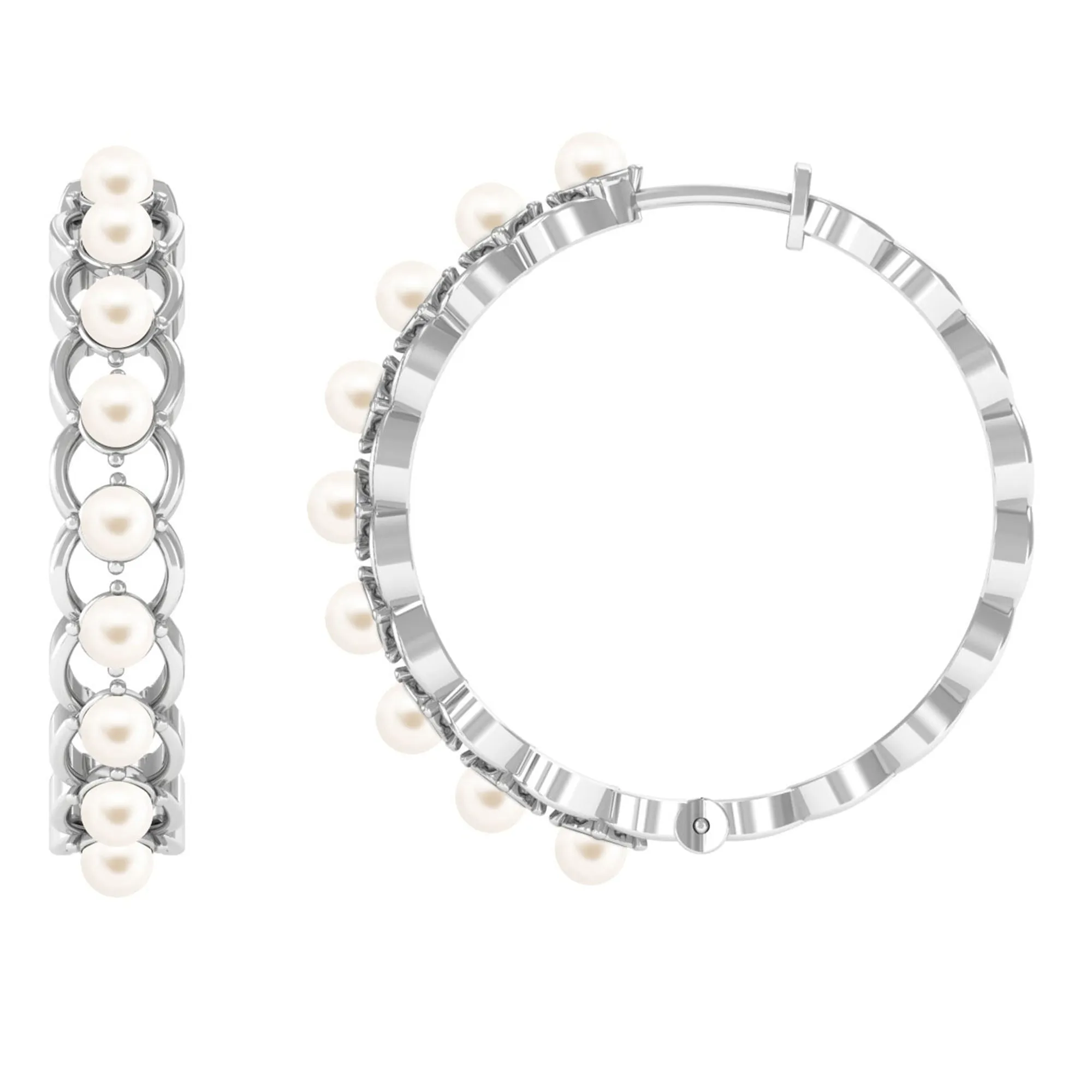 Elegant Cultured Freshwater Pearl Hoop Earrings