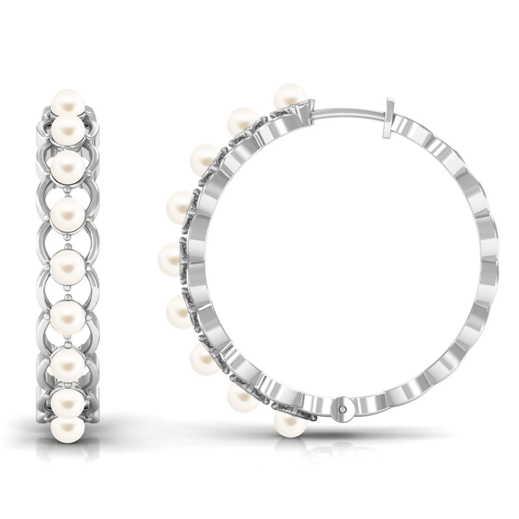 Elegant Cultured Freshwater Pearl Hoop Earrings