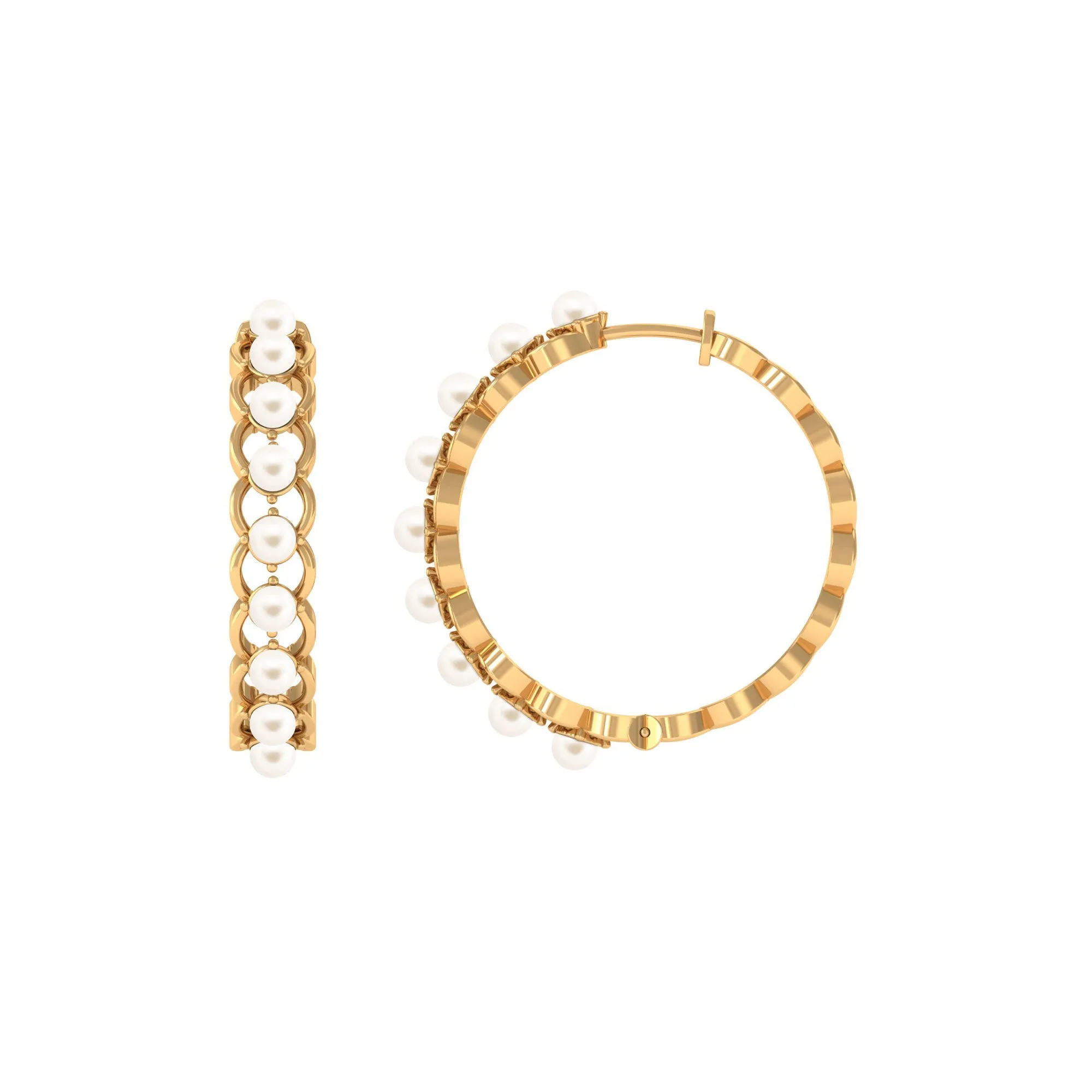 Elegant Cultured Freshwater Pearl Hoop Earrings