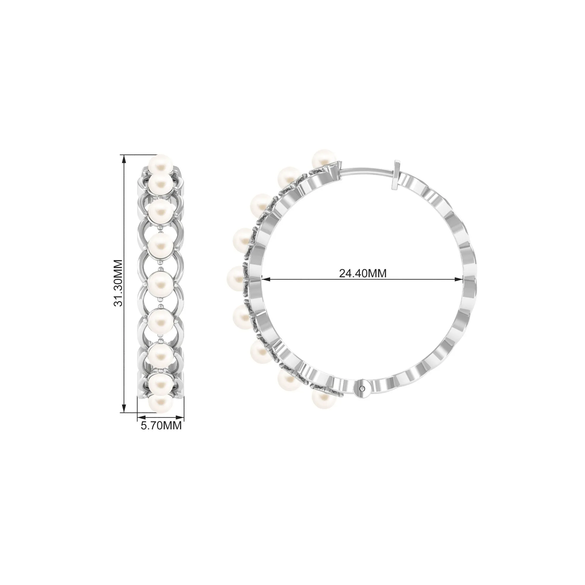 Elegant Cultured Freshwater Pearl Hoop Earrings