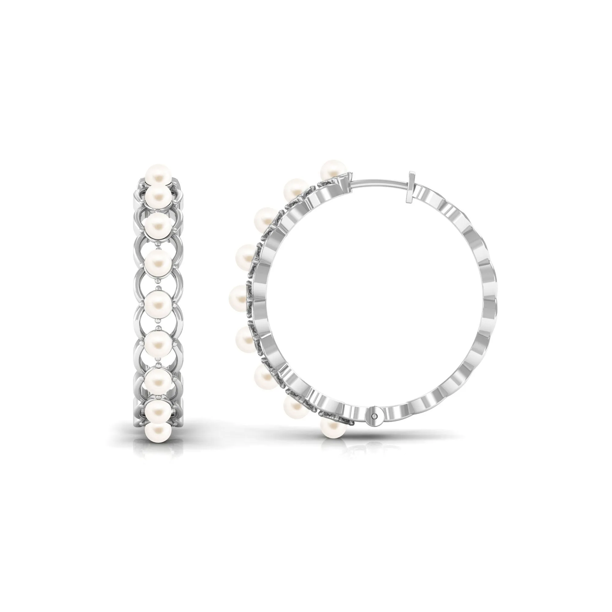 Elegant Cultured Freshwater Pearl Hoop Earrings
