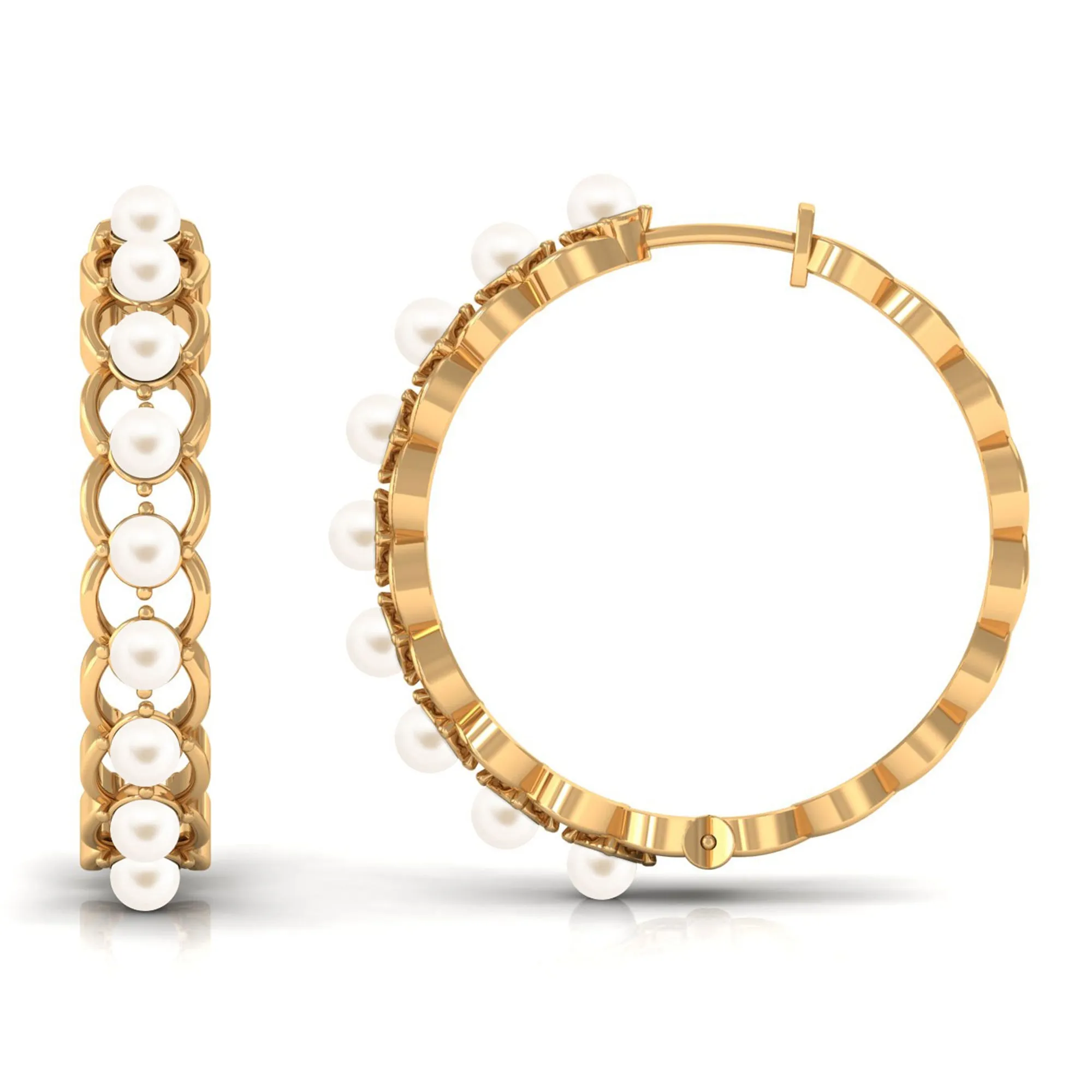 Elegant Cultured Freshwater Pearl Hoop Earrings