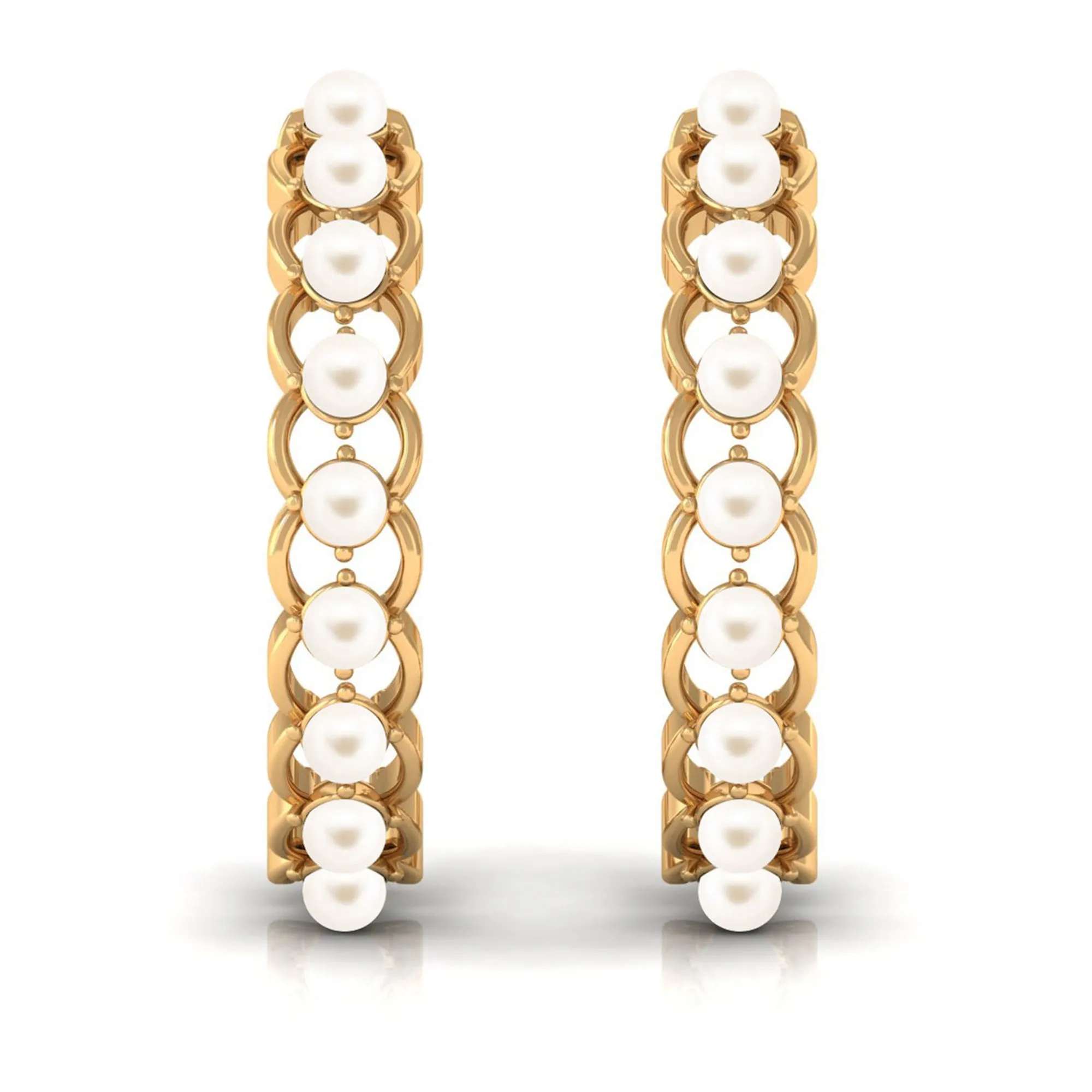 Elegant Cultured Freshwater Pearl Hoop Earrings