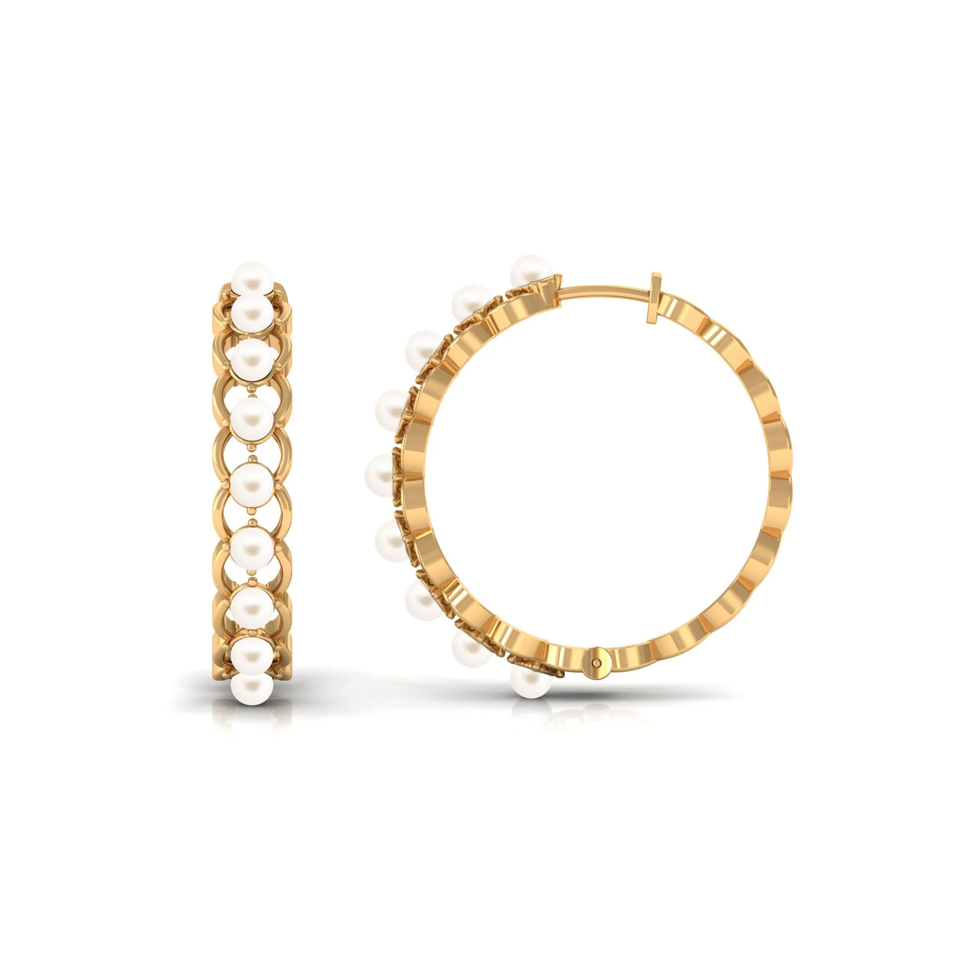Elegant Cultured Freshwater Pearl Hoop Earrings