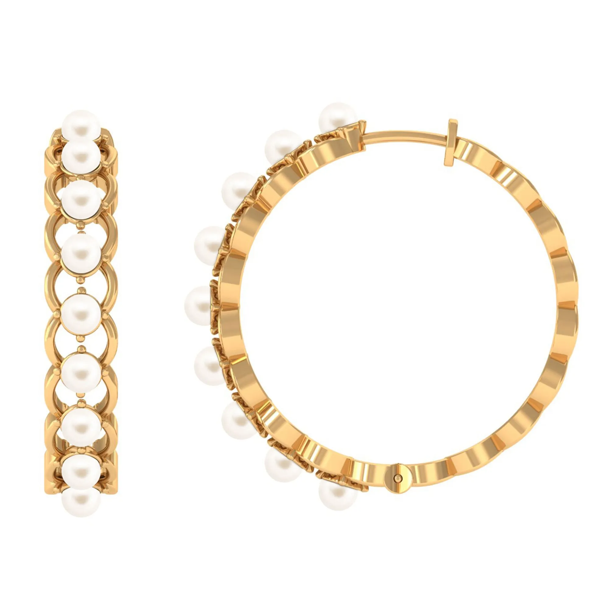 Elegant Cultured Freshwater Pearl Hoop Earrings