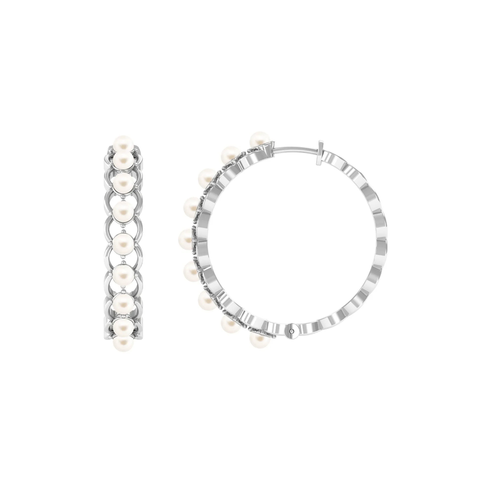 Elegant Cultured Freshwater Pearl Hoop Earrings