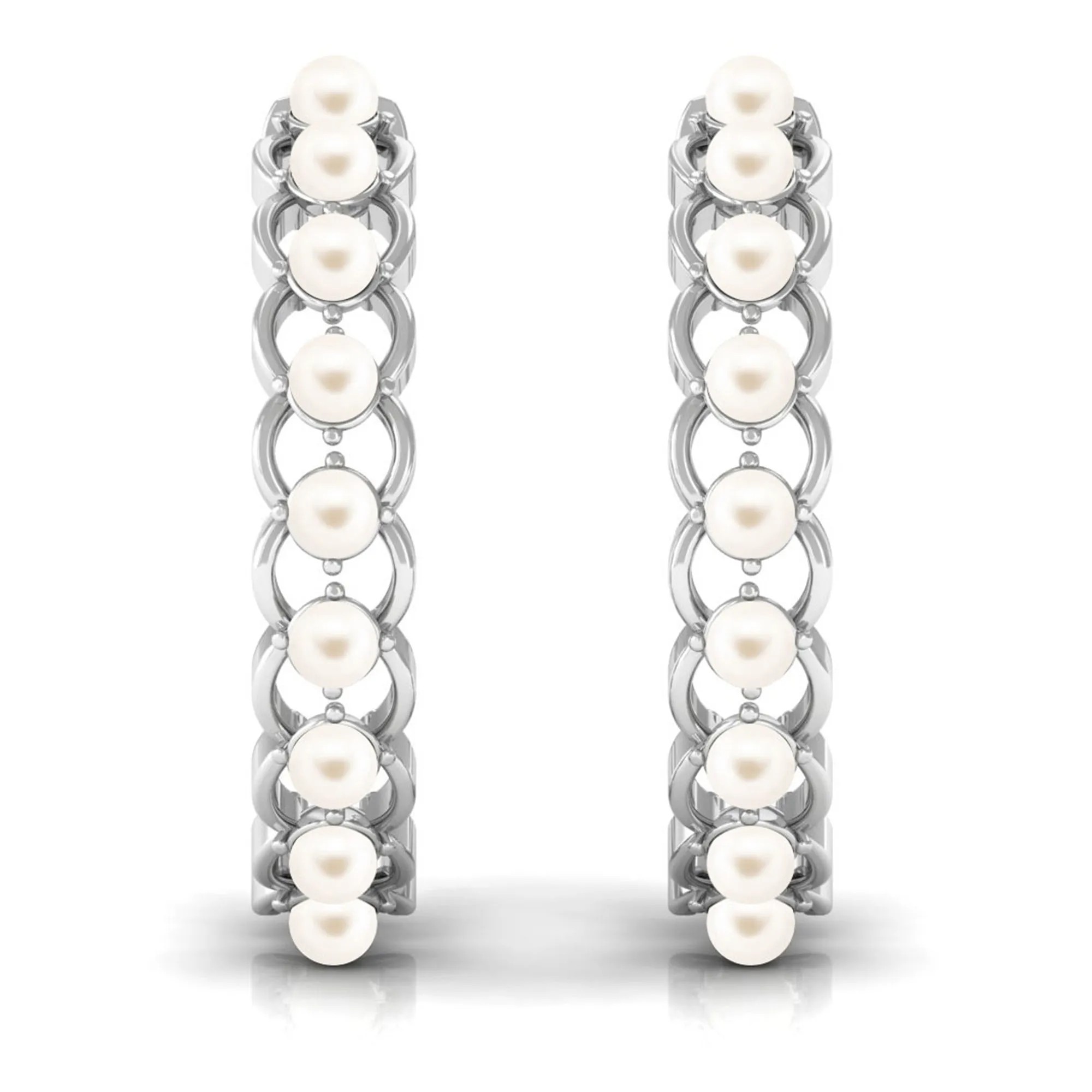 Elegant Cultured Freshwater Pearl Hoop Earrings