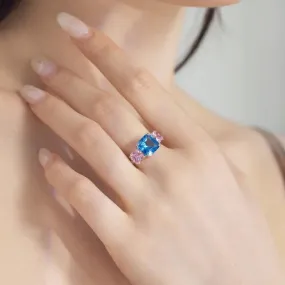 Elegant S925 Silver Square Blue Inlaid Ring