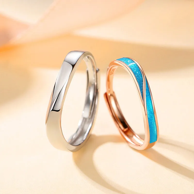 Engravable Sterling Silver Couple Wedding Rings Set