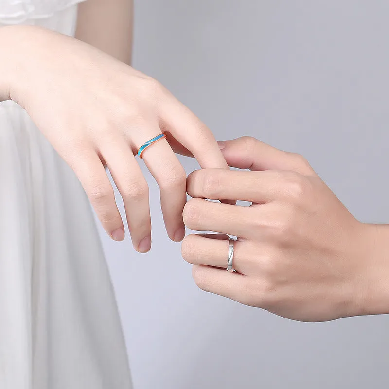Engravable Sterling Silver Couple Wedding Rings Set