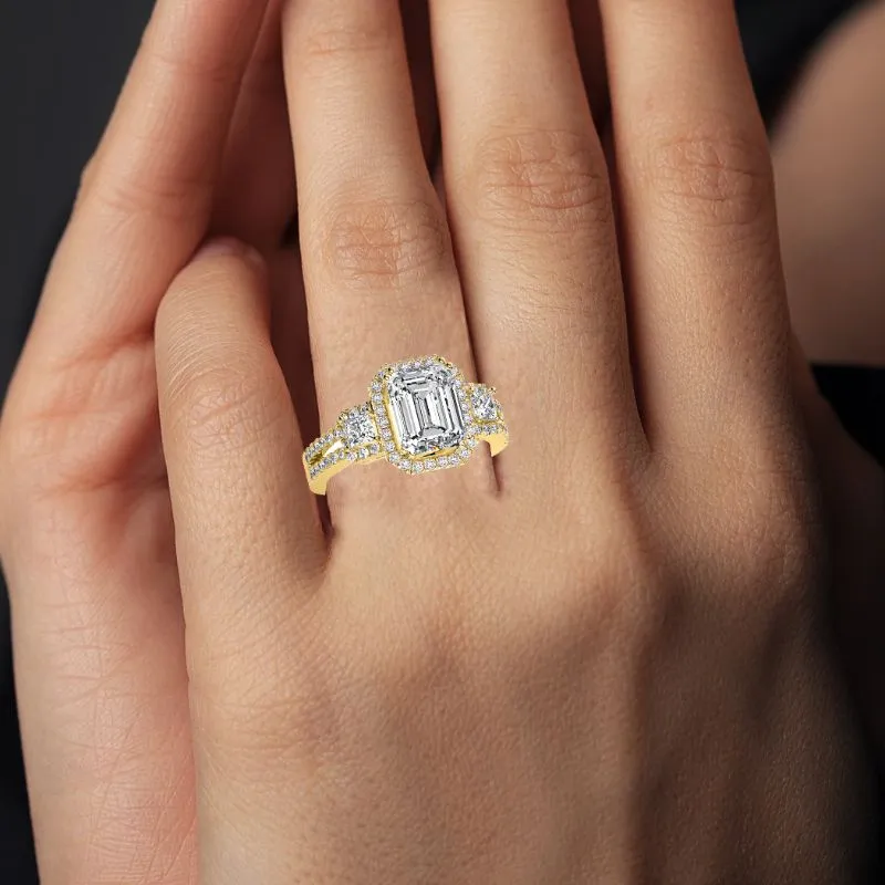 Erica - Emerald Moissanite Engagement Ring