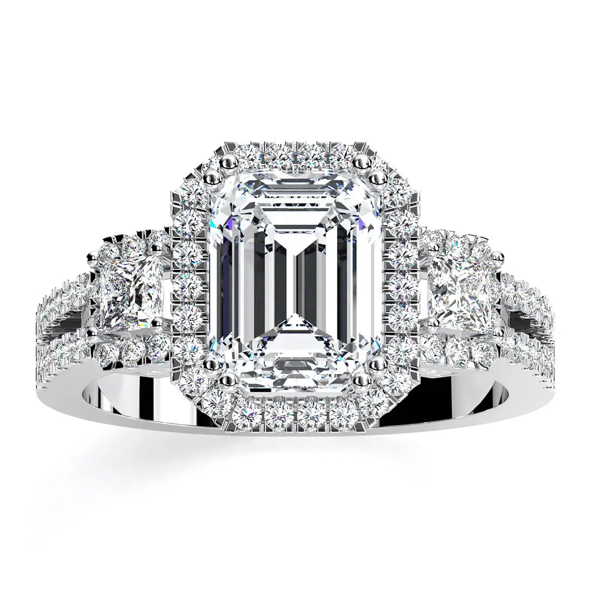Erica - Emerald Moissanite Engagement Ring