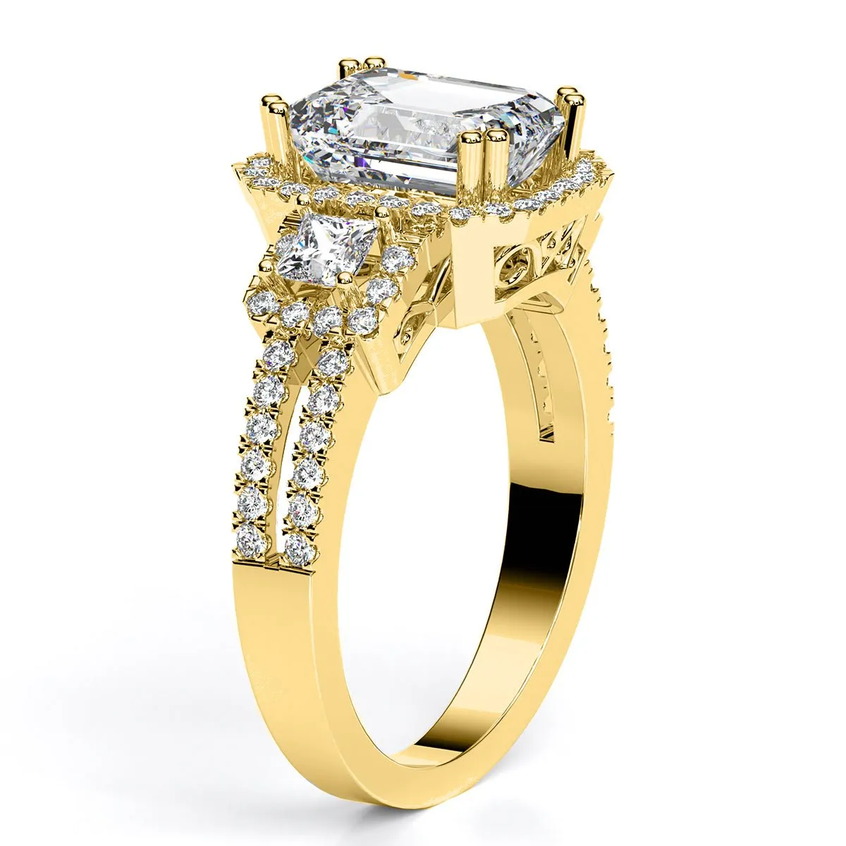 Erica - Emerald Moissanite Engagement Ring