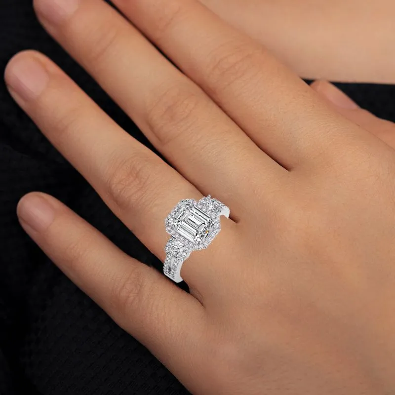 Erica - Emerald Moissanite Engagement Ring