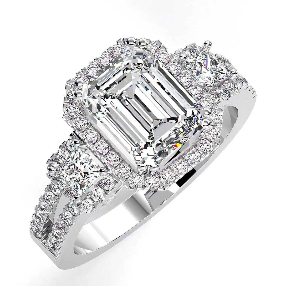 Erica - Emerald Moissanite Engagement Ring