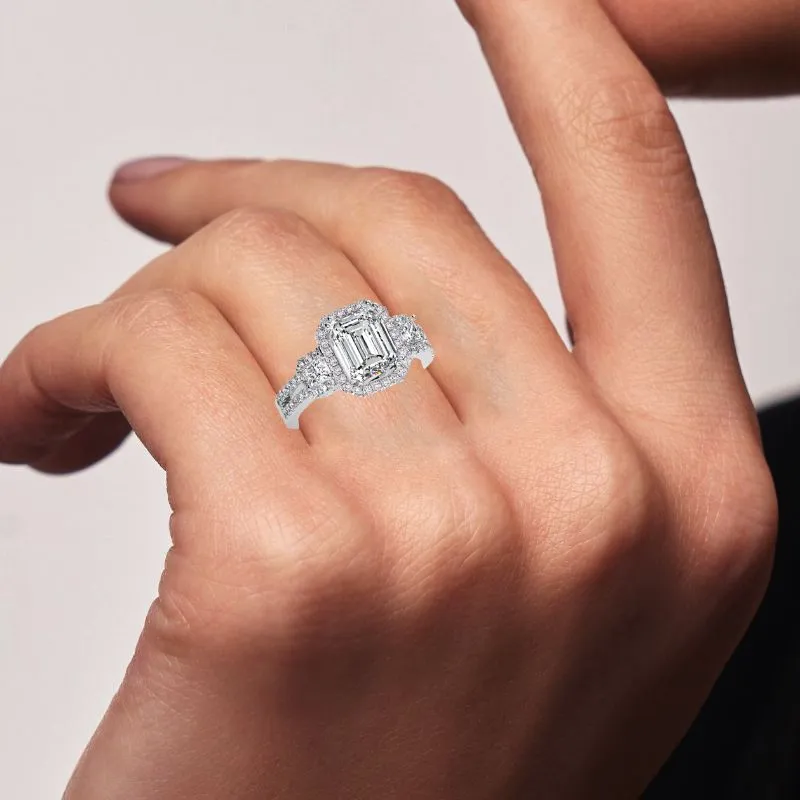Erica - Emerald Moissanite Engagement Ring