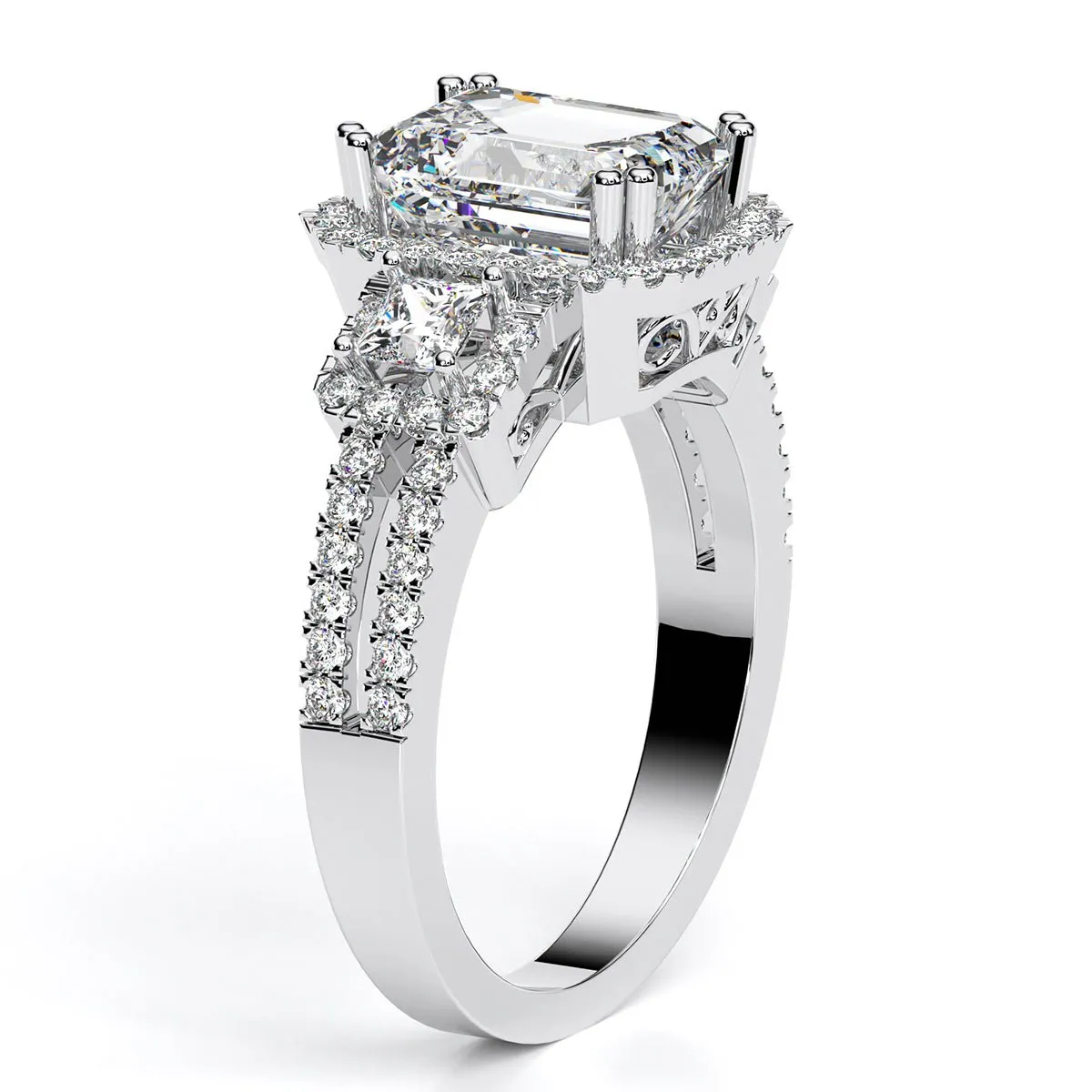 Erica - Emerald Moissanite Engagement Ring