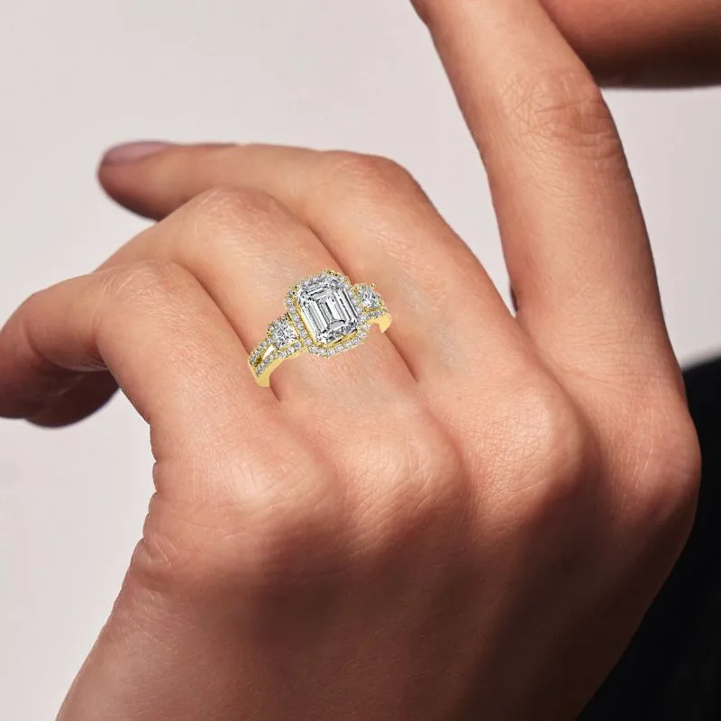 Erica - Emerald Moissanite Engagement Ring