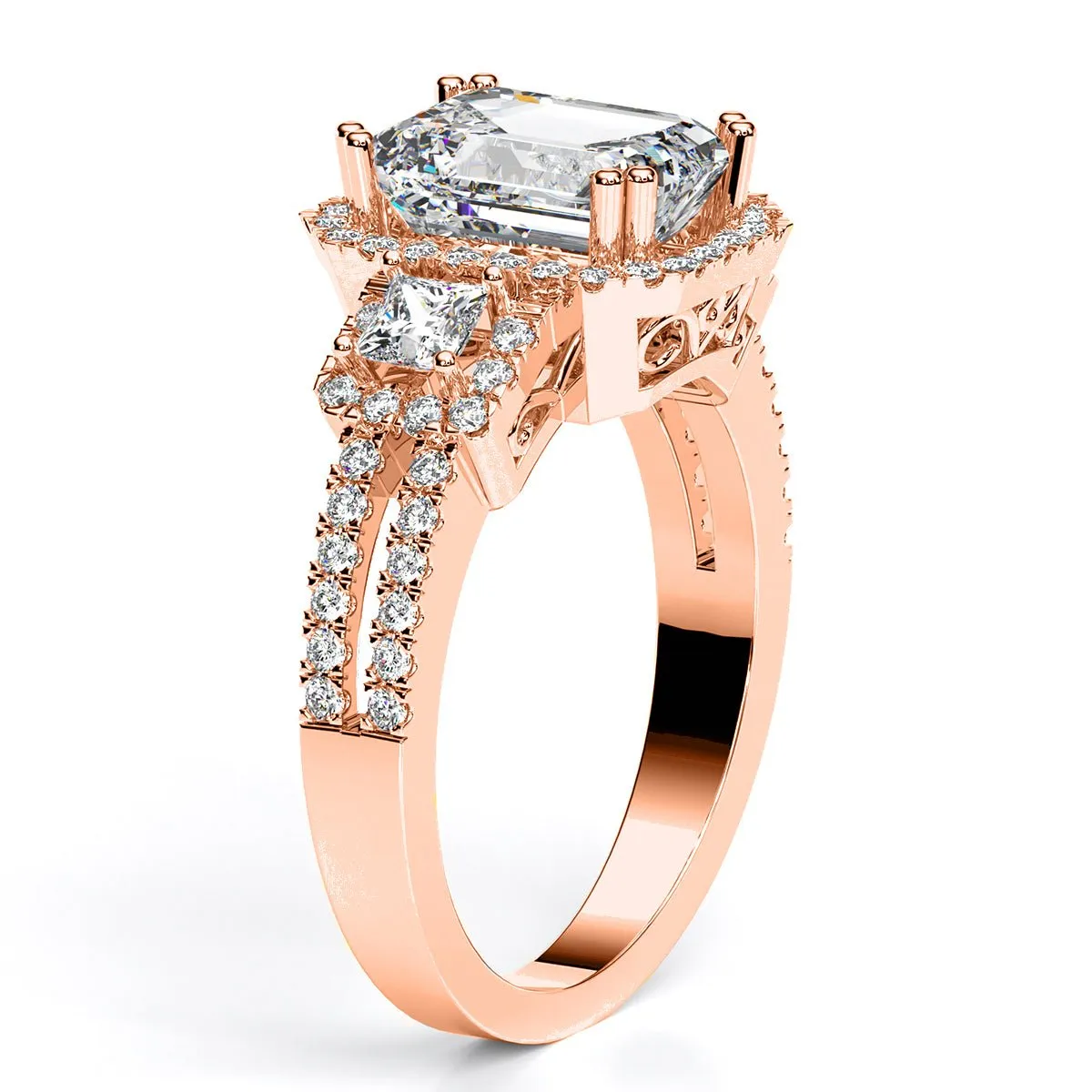 Erica - Emerald Moissanite Engagement Ring