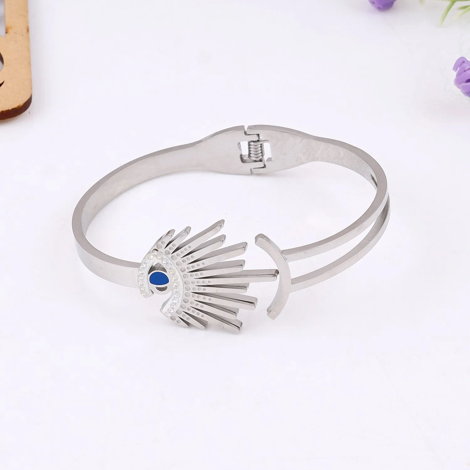 Eyelash Evil Eye Cubic Zirconia Bracelet