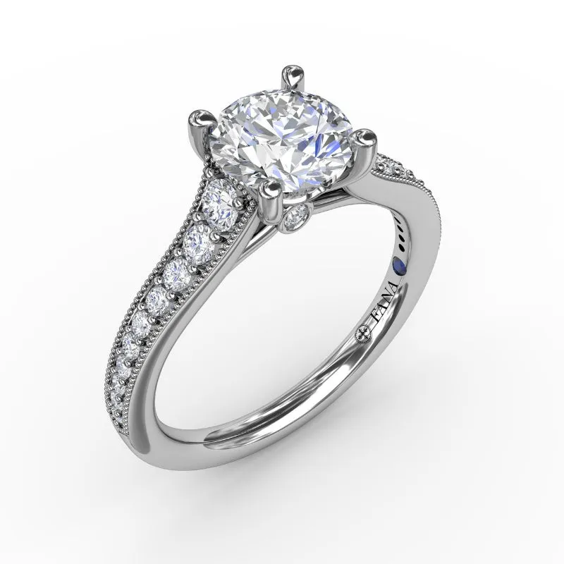 Fana Classic Round Diamond Solitaire Engagement Ring With Milgrain Edge