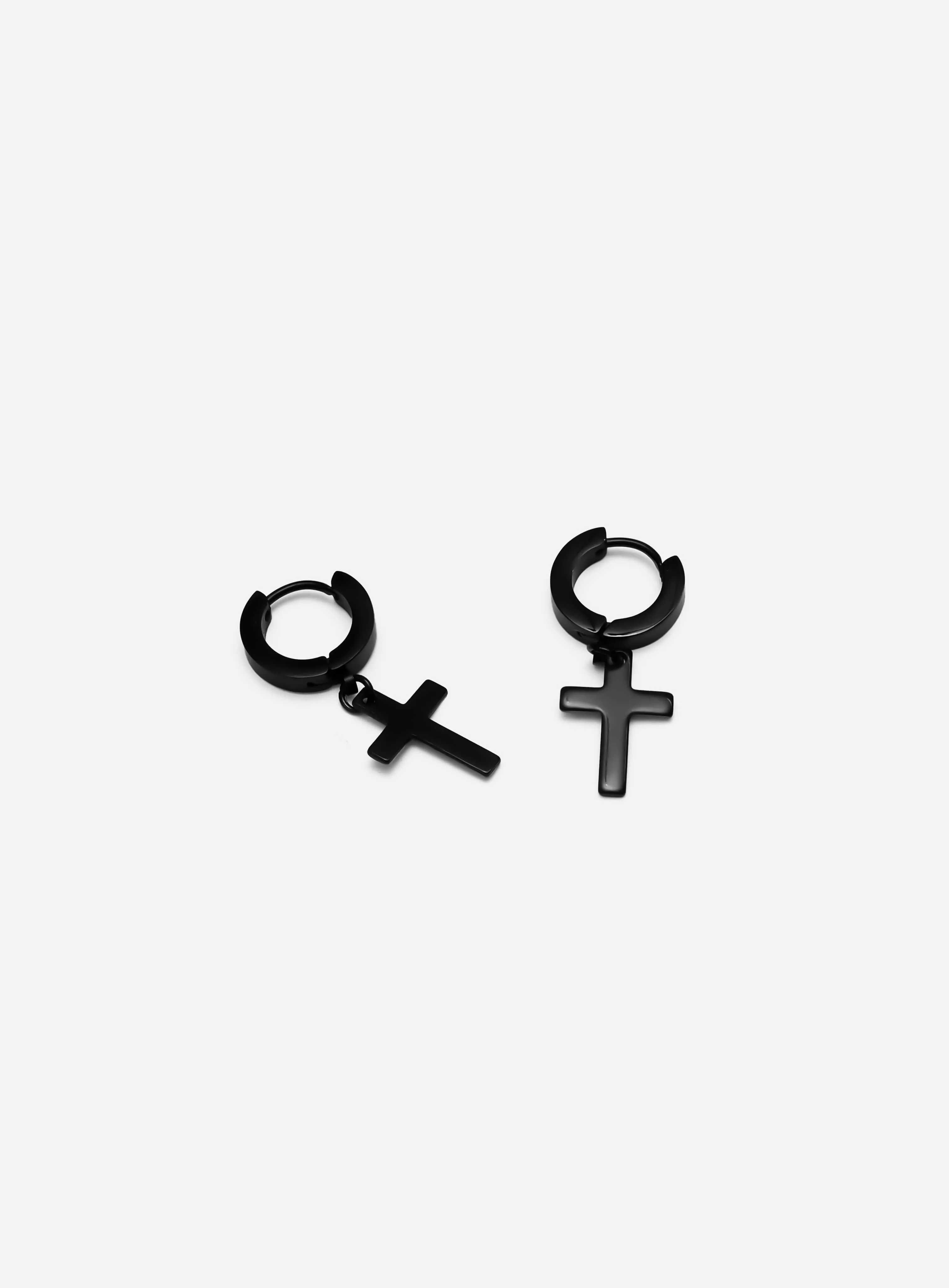 GD Classic Cross Black Hoop Earring