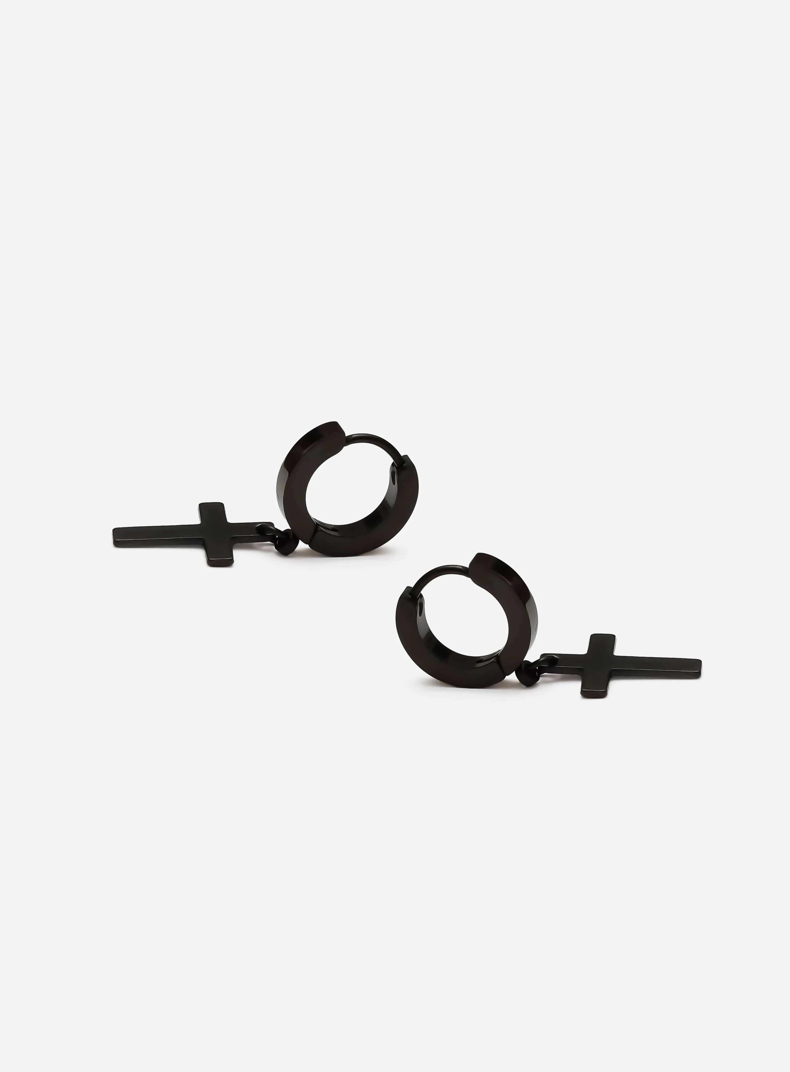 GD Classic Cross Black Hoop Earring