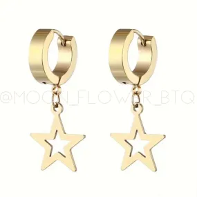 Gold Cutout Star Huggie Hoop Earrings