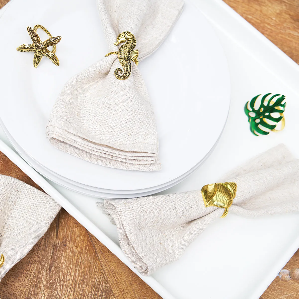 Gold Starfish Napkin Ring, Set of 4
