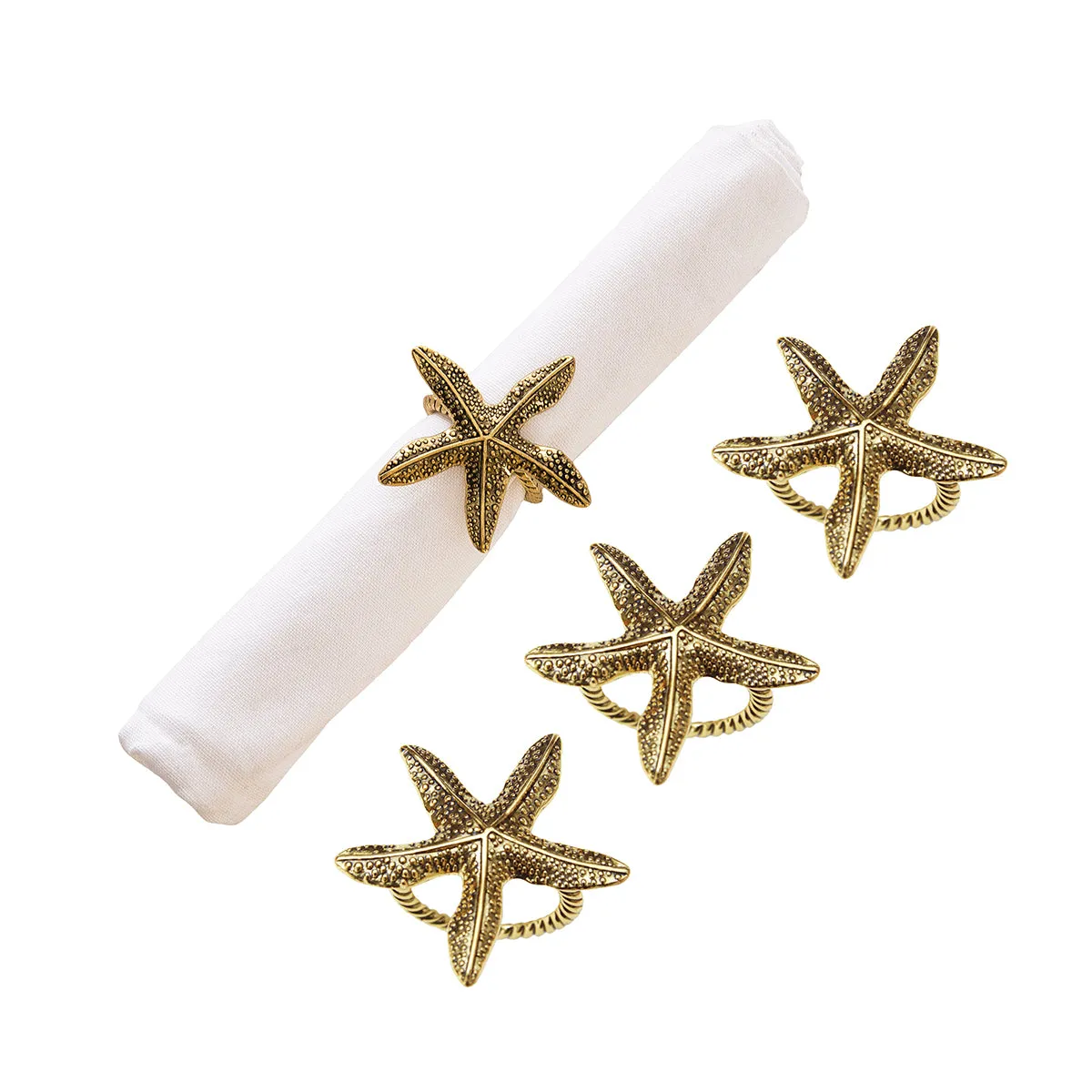 Gold Starfish Napkin Ring, Set of 4