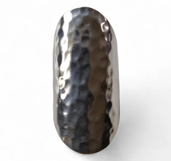 Hand Beaten 925 Solid Sterling Silver Oval Ring