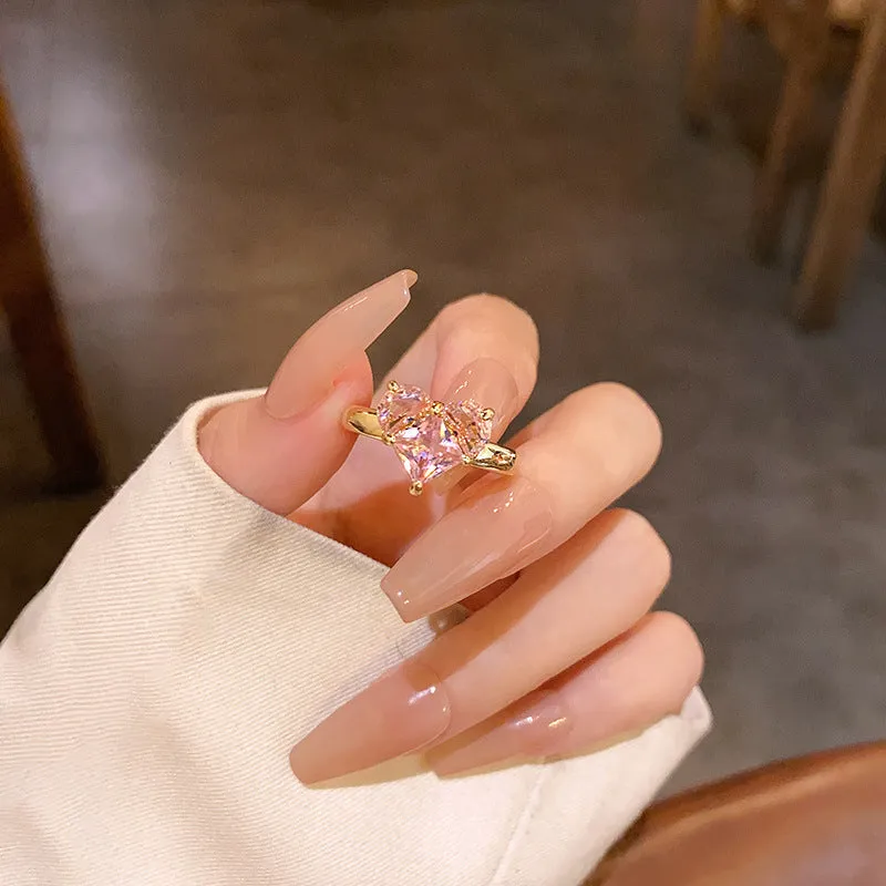 Harriet Crystal Heart Gold Ring