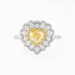 Heart Shape Fancy Yellow Natural Diamond Ring & Pendant