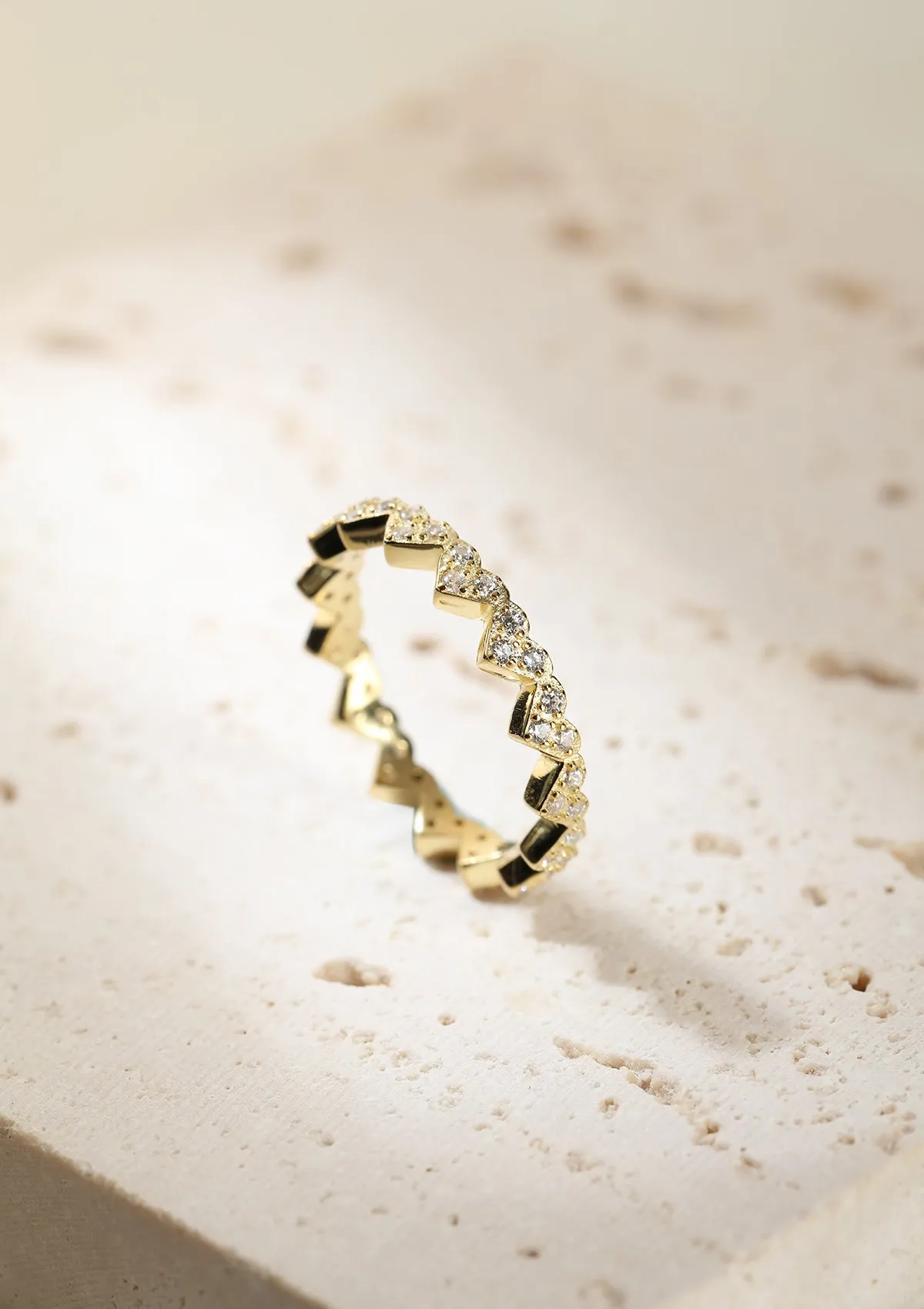 Holding Hearts Ring Sterling Silver Gold