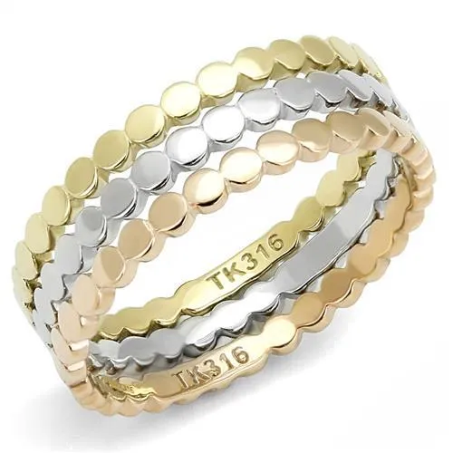 IP Gold & IP Rose Gold (Ion Plating) Stainless Steel Ring with No Stone for Women Style TK3180