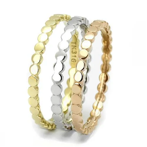 IP Gold & IP Rose Gold (Ion Plating) Stainless Steel Ring with No Stone for Women Style TK3180