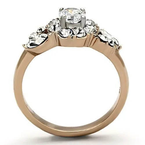 Jewellery Kingdom Cubic Zirconia Cluster Ladies Steel Clear Marquise Round Rose Gold Ring