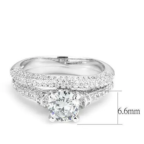 Jewellery Kingdom Cubic Zirconia Engagement Wedding Band 2pcs Silver 2CT Rhodium Ladies Ring Set
