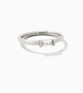 Juliette Silver Plated Band Ring White Crystal Sz 6 by Kendra Scott