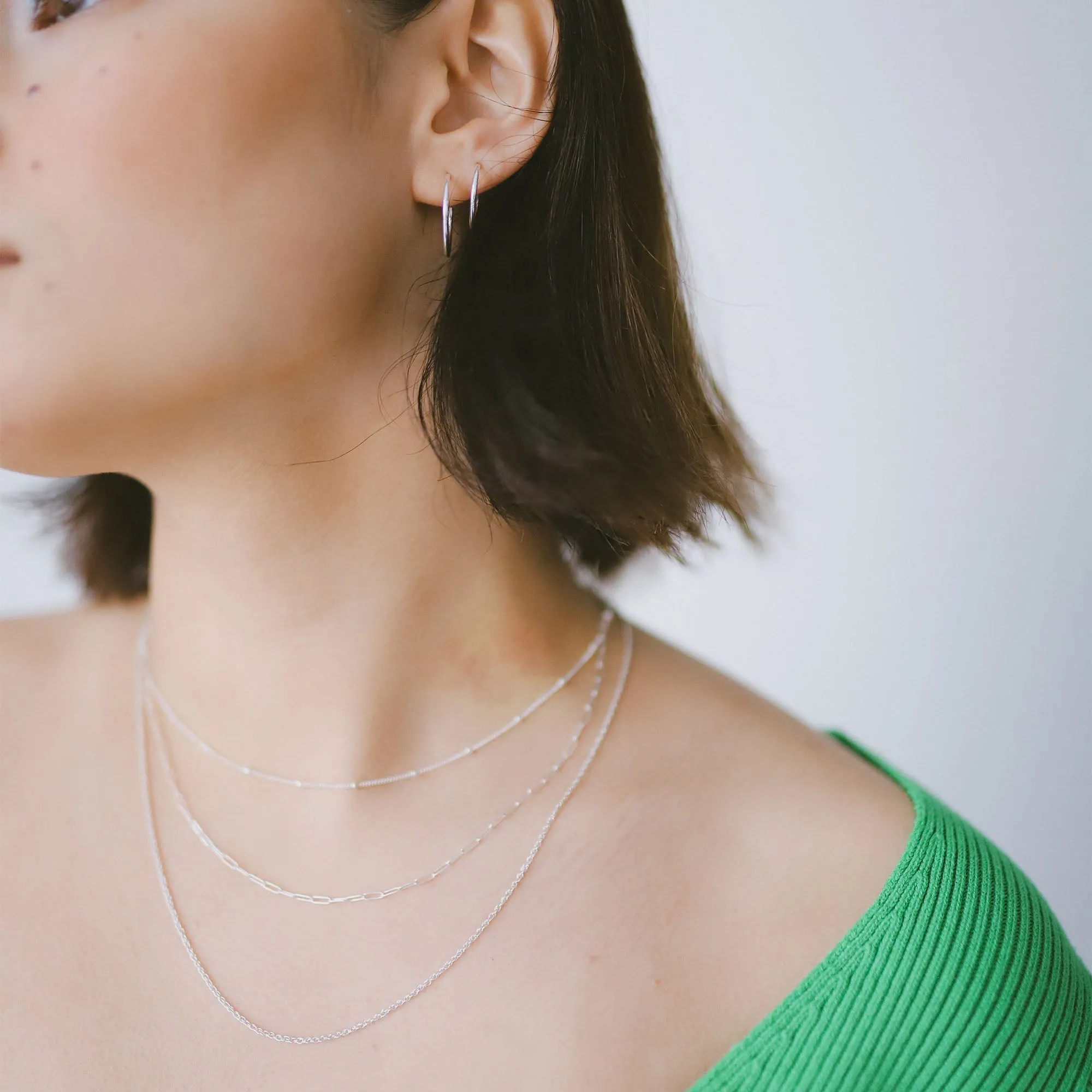 Large minimal plain earring silver