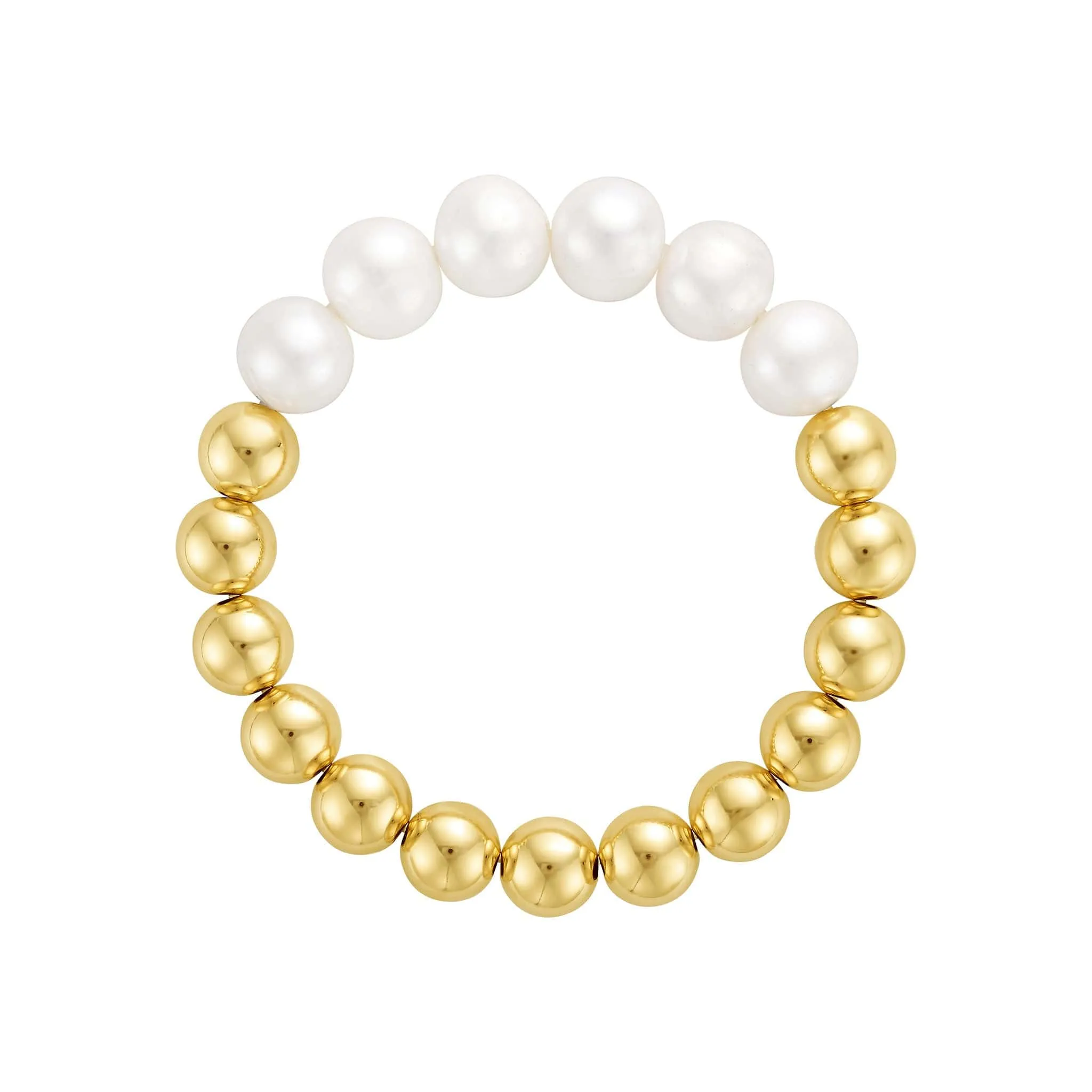 LJ 9mm 14k Gold Filled and 6 Freshwater Pearls Stretch Bracelet