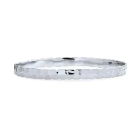 Medium Textured Hammered Bangle Bracelet in Matte Sterling Silver