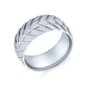 Mens Stainless Steel Mechanic Sports Car Racer Ring for Bikers Matte Brushed Finish