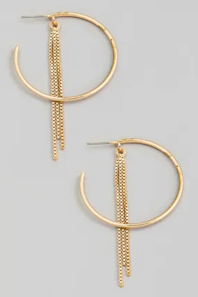 Metallic Box Chain & Hoop Earrings