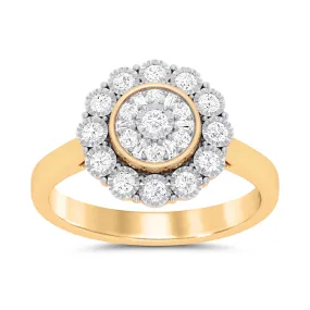 Miracle Halo Ring with 0.15ct of Diamonds in 9ct Yellow Gold