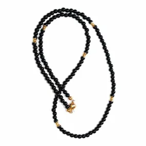 Natural Black Onyx and 9k gold spacer beads necklace